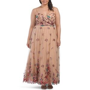Mac Duggal Women's Dress Plus Size 14 BUTTERFLY Embelished Lace Up Gown NEW